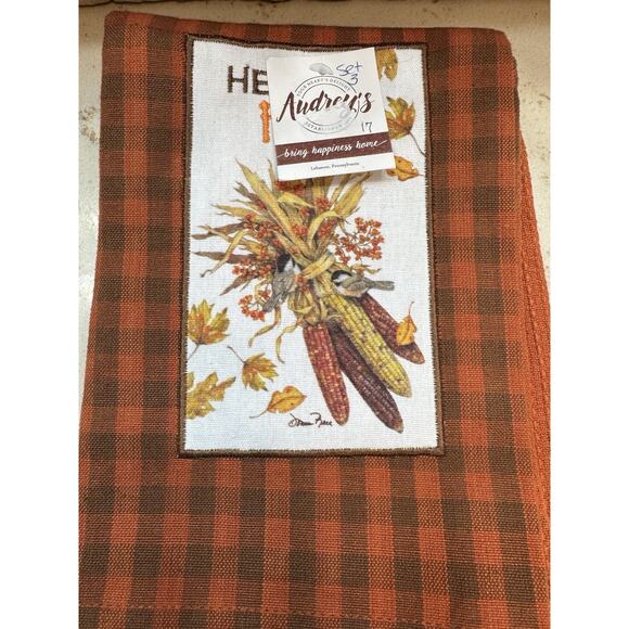 Audrey’s Your Hearts Delight Set Of 3 Tea Towels Set Orange Fall Theme New - Picture 4 of 6